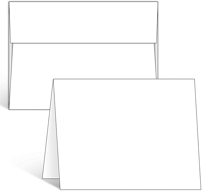 Ohuhu Blank White Cards and Envelopes 100 Pack - 4" x 6" Heavyweight Folded Cards and A4 Envelopes for DIY Greeting Cards Wedding Birthday Invitations Baby Shower Thank You Cards and All Occasions