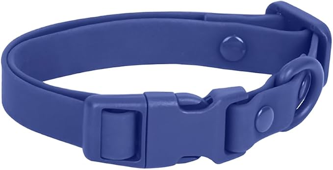 Ovale Waterproof Dog Collar Leash Combo Set, Durable and Easy to Clean, for Medium Dogs.(M, Dark Blue)