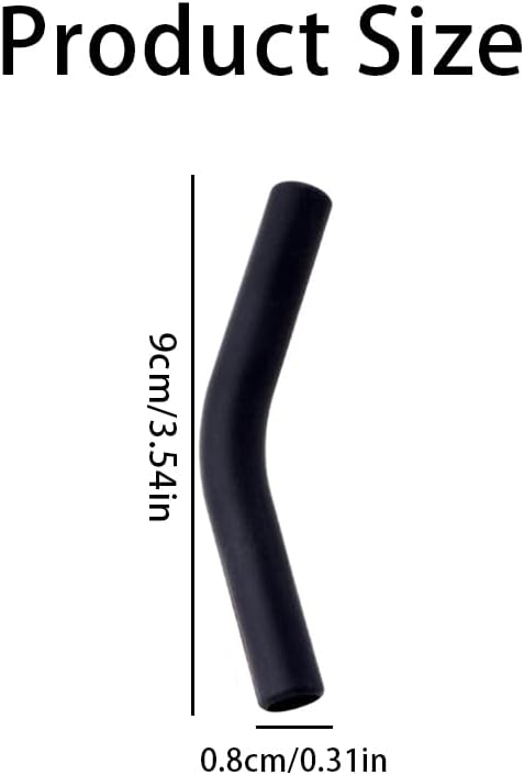 5 Pcs Silicone Straw Tips Food Grade Rubber Flex Elbow Covers Reusable Silicone Tips for Stainless Steel Metal Straws, 5/16IN Wide (8mm Outer Diameter), Black