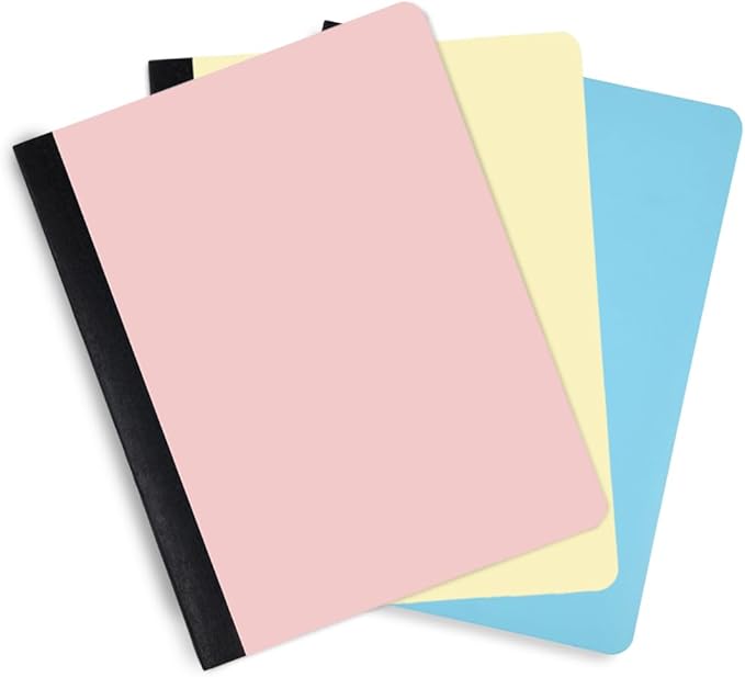 Mintra Office Poly Composition Book (3 Pack, Artic Ice, Sun Yellow, Spring Pink) - durable flexible quality writing notebook journal for school, business, notes, 7.5in x 9.75in, 70 College Ruled Sheets - 3 Pack