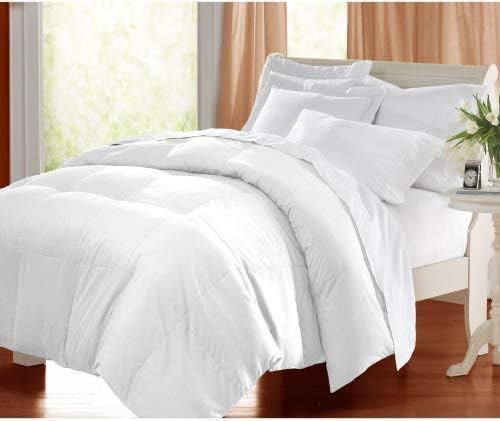 Blue Ridge Home Fashions Microfiber Light Weight Solid Duvet Insert Down Alternative All Season Bed Comforter-Hypoallergenic Polyester Fill Cooling, Twin, White