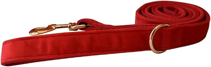 Love Dream Velvet Dog Collar and Leash Set, Soft & Comfy Adjustable Dog Leash and Collar with Heavy Duty Metal Buckle for Small Medium Large Dogs Training & Walking (XLarge, Red)
