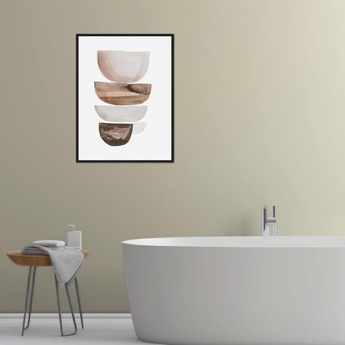 Moonow7 Earthy Tones Abstract Wall Art Poster, Geometric Watercolor Print, Modern Aesthetic Decor for Living Room, Bedroom, Bathroom, Dining Room, or Kitchen, Unframed Size 40x50 cm / 16x20″