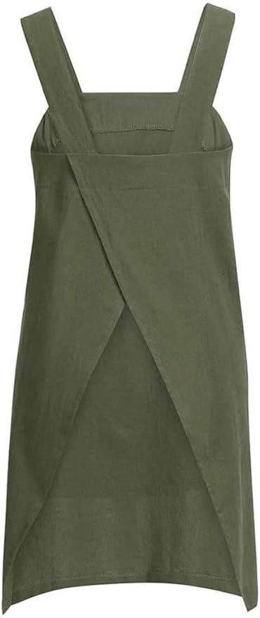 Cotton Linen Apron Cross Back Apron for Women with Pockets Pinafore Dress for Baking Cooking