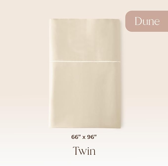 Certified Organic Twin Flat Sheet Only - 100% Organic Cotton Top Sheet with Luxurious Soft and Breathable 300 Thread Count Sateen Weave Finish - GOTS & Fairtrade Certified (Dune, Twin)