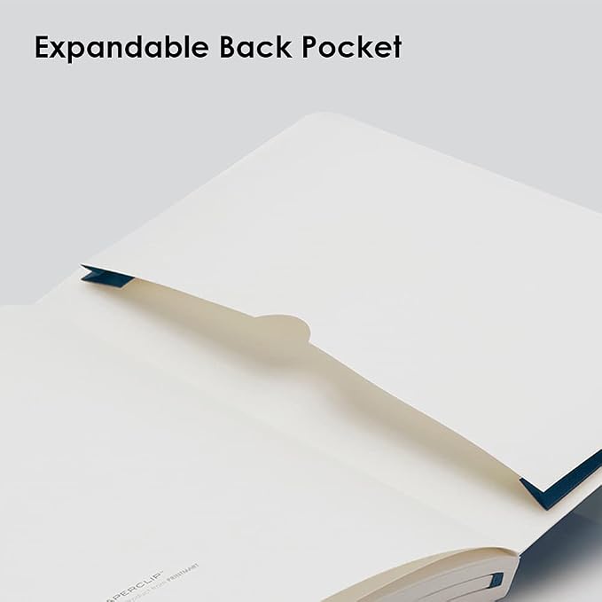 myPAPERCLIP Executive Series A5 Ruled Notebook | 192 Pages, 80 GSM, Soft Cover, A5 (5.83 x 8.27 in) | Flat Lay | Bookmark, Elastic Closure & Back Pocket | Blue