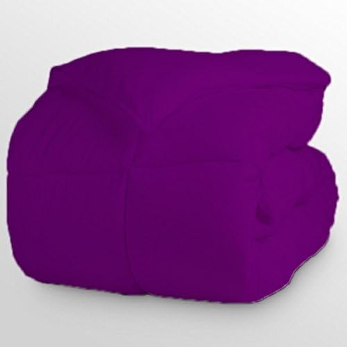 Luxurious and Hypoallergenic 600 Thread Count 1 Piece Down Alternative Comforter 100% Egyptian Cotton Solid (Twin/Twin XL, Purple)