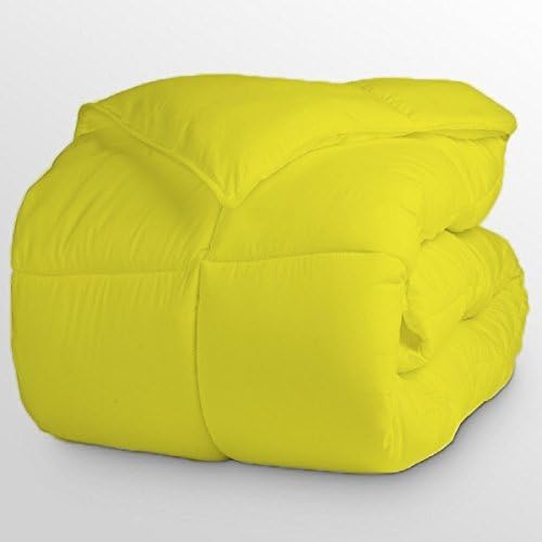 Luxurious and Hypoallergenic 600 Thread Count 1 Piece Down Alternative Comforter 100% Egyptian Cotton Solid (King/Cal King, Yellow)