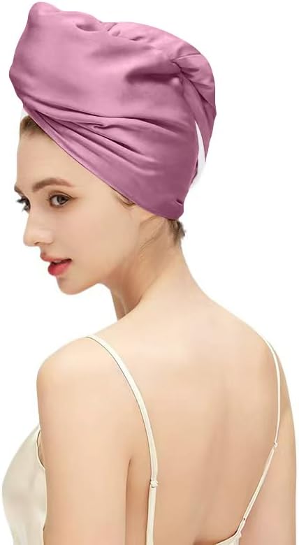 Satin Microfiber Hair Towel Wrap for Quick Drying & Anti-Frizz - Super Absorbent, Hair Turbans for Wet Hair, Ideal for Long, Short, Curly Hair (Pink)