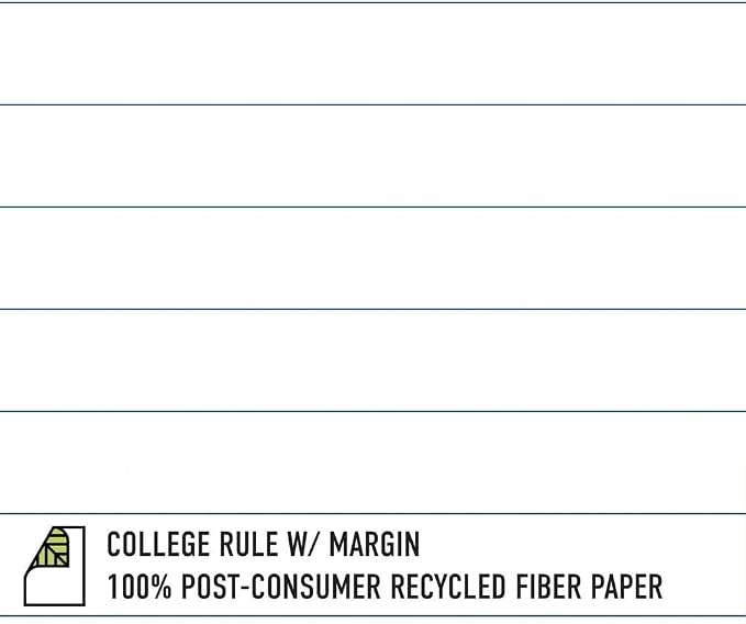Composition Books, 4 Pack, Sustainability Designed, 9.75”x 7.5", 80 Sheets, 100% Recycled College Ruled Pages, Vegan, 2 Cover Designs, Made in USA