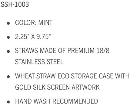 Designworks Ink, Straw Set Stainless Clink and Drink Mint 8 Count