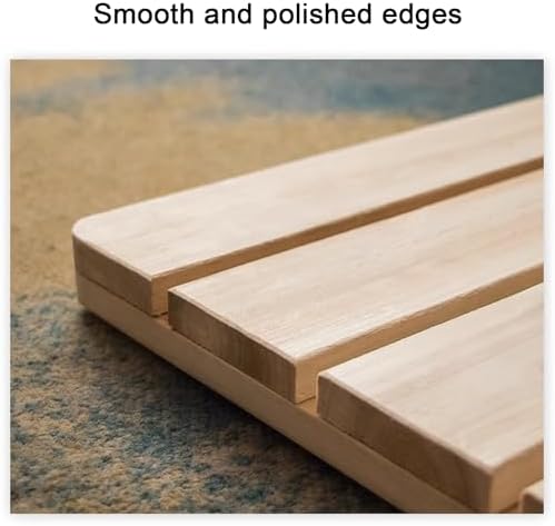 Natural Bamboo Bath Mat Waterproof Non Slip Wooden Shower Mat for Kitchen & Bathroom Rectangular Design (30x70cm 12x28in) Multi Purpose Use.