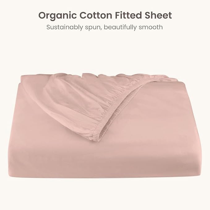 Bioweaves 100% Organic Cotton 1 Full Size Fitted Sheet Only | 300 Thread Count Sateen Weave GOTS Certified with Deep Pocket - Dusty Rose