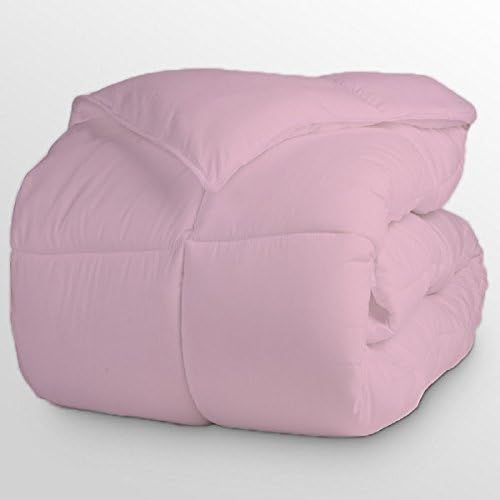 Luxurious and Hypoallergenic 600 Thread Count 1 Piece Down Alternative Comforter 100% Egyptian Cotton Solid (Full/Queen, Pink)
