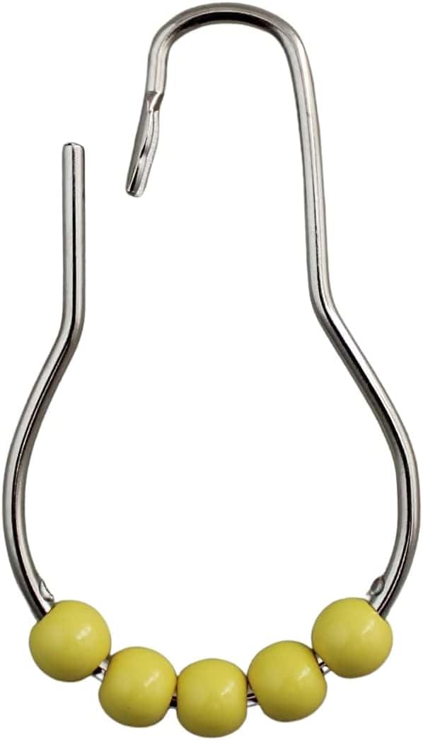 Dependable Industries inc. Essentials Decorative PEVA Shower Curtain Liner - PVC-Free, Odorless with Magnetized Bottom, Rustproof Grommets & Yellow Chrome Finish Roller Ball Hooks Set