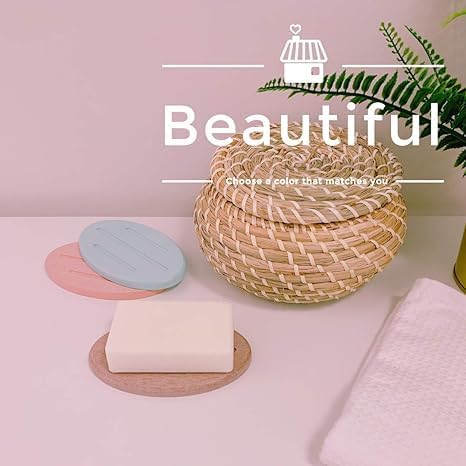 Water Absorbent Diatomite Soap Dish, 2 Pack Diatomite Soap Holder Mat, Fast Water Absorbent, Self-Dry Diatomaceous Soap Bar Holder for Bathroom, Bathtub, Shower, Kitchen (Grey)