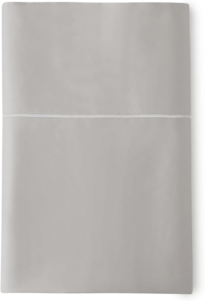 Certified Organic Queen Flat Sheet Only - 100% Organic Cotton Top Sheet with Luxurious Soft and Breathable 300 Thread Count Sateen Weave Finish - GOTS & Fairtrade Certified (Classic Grey, Queen)