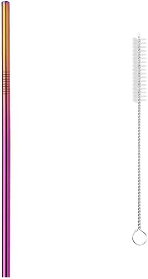 Reusable Metal Straws,10.5" Stainless Steel Straws,Easy to Use(1 PCS,Dazzling colors)