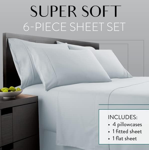 100% Real Certified Organic Cotton Bedsheet Set, Short-Queen Size 6 Piece 1000 Thread Count Sheets Sets, [1 Fitted + 1 Flat + 4 Pillowcases], Extra 24" Deep Pocket - Burgundy