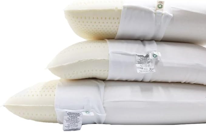 ORGANIC TEXTILES Talalay Natural Latex Pillow GOTS Certified Organic Cotton Cover (Queen Size, Plush)