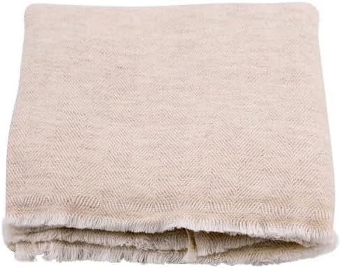 Cashmere Blanket – Hand Woven 100% Pure Wool Throw Blanket, 135 x 270 cm – Fine Herringbone Pattern Cozy, and Soft Blanket for Bed, Sofa, or Couch - Made in Nepal