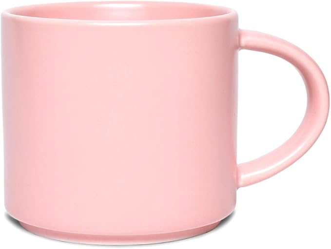 Bosmarlin Matte Ceramic Coffee Mug for Office and Home, 13 oz, Dishwasher and Microwave Safe (Pink, 1)