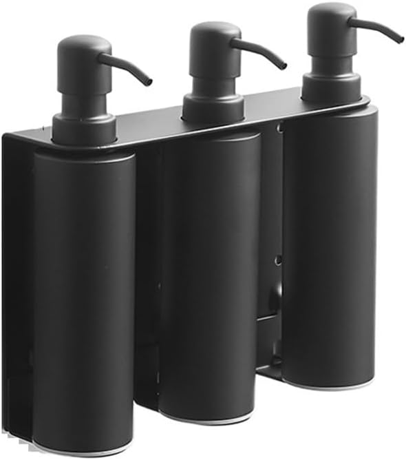 Soap Dispenser Stainless Steel Wall Mounted Soap Dispenser Bathroom Press Round Set (3 Lotion Bottles) Wash Dispensers(Silver)