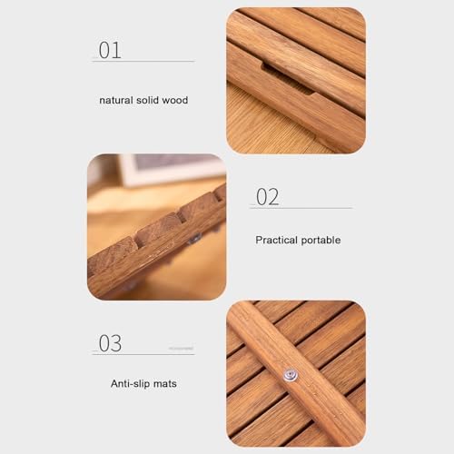Non-Slip Wood Bath Mat,Bamboo Bath Mat Large 40x105cm Natural Wooden Shower Mat with Waterproof Non Slip Design for Bathroom Kitchen and Bedroom Anti Slip Feet for Safety and Comfort