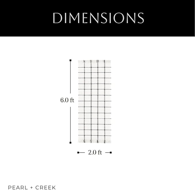 PEARL+CREEK Flenn Checkered Rug Runner Handwoven Cotton Washable 2x6ft,1PC