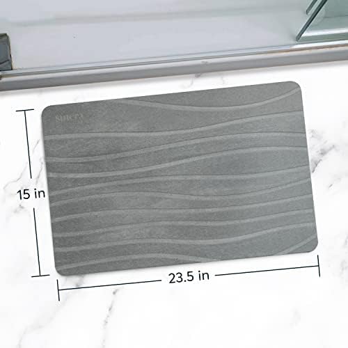 SUTERA - Stone Bath Mat, Diatomaceous Earth Shower Mat, Non-Slip Super Absorbent Quick Drying Bathroom Floor Mat, Natural, Easy to Clean (23.5 x 15 Gray, 2 Pack)