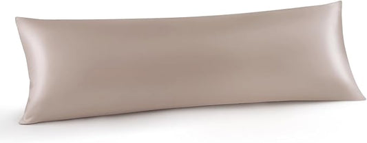 INFIIXSO Body Pillow Cover with Zipper, Luxury Mulberry Silk Body Pillow Case 20x54 Inches, Ultra Smooth and Soft Cooling Long Pillowcase, Gift for Women, Men(Caramel)