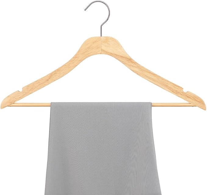 Whitmor Wooden Hangers, Premium Suit Hangers - Set of 20 - Durable & Slim Hanger - 360-Degree Rotatable Hook - Shoulder Grooves - Natural