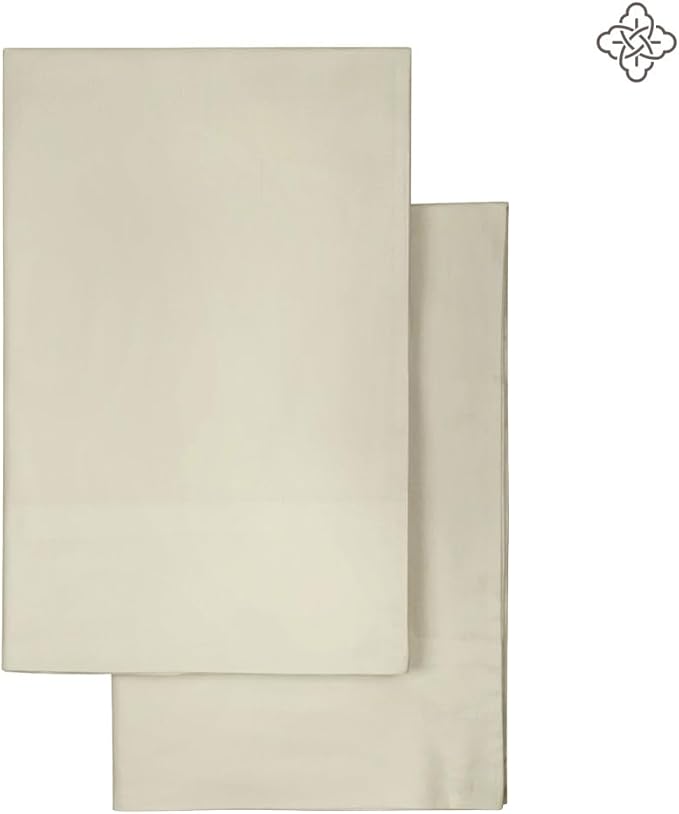 BIOWEAVES 100% Organic Cotton King Pillow Cases 300 Thread Count Soft Sateen Weave GOTS Certified – King Size, Set of 2, Sand