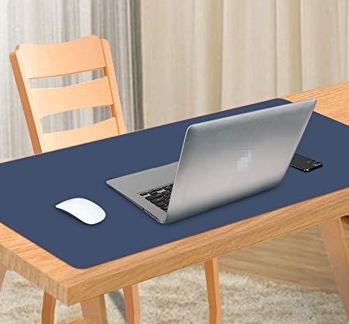 Ruby Lil Natural Cork & Leather Desk Writing Mat, Dual Use Desk Matt for Desktop,Multifunctional Office Desk Pad, PU Leather Mouse Pad,Navy,31"x 16"