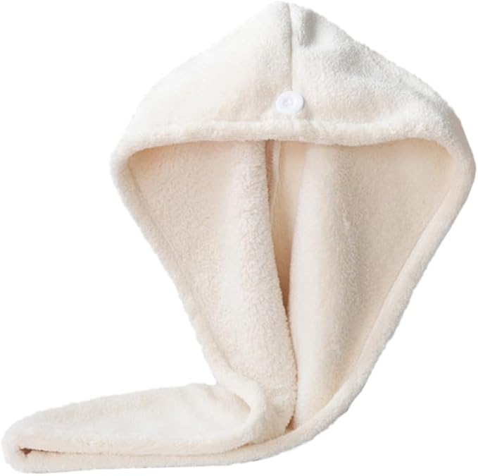 Baluue Microfiber Hair Towel Wrap for Women, Super Absorbent Coral Velvet Turban for Quick Drying Wet Hair, Soft Anti Frizz Drying Towel with Button, Large