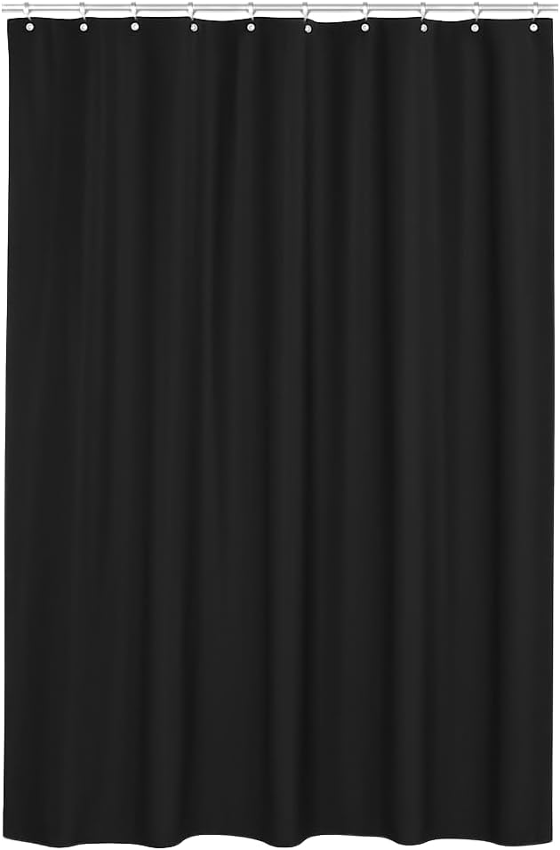 Dependable Industries inc. Essentials Magnetized Shower Curtain Liner with Metal Grommets Waterproof Bathroom (Black)
