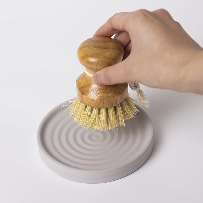 Selegna Diatomite Round Soap Dish & Soap Holder, Quick-Dry Drying Stone Bar Soap Tray with Ripple Pattern, Water-Absorbing Diatomaceous Earth Vanity Tray for Bathroom & Kitchen Countertop