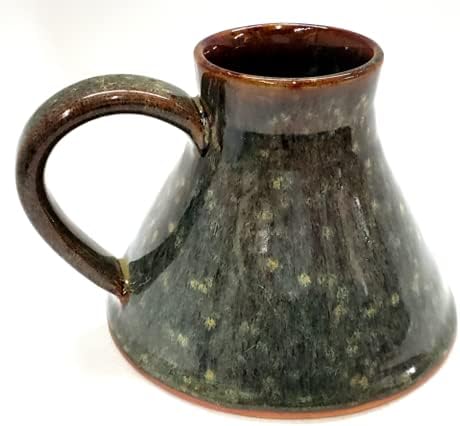 ALWAYS AZUL POTTERY Wide Bottom Travel Mug in Seamist Glaze Design - Handmade Ceramic Mug, Microwave Safe, Polished Pottery for Coffee, Tea & Hot Drinks, Unique, Stylish, Durable Ceramic Coffee Cup