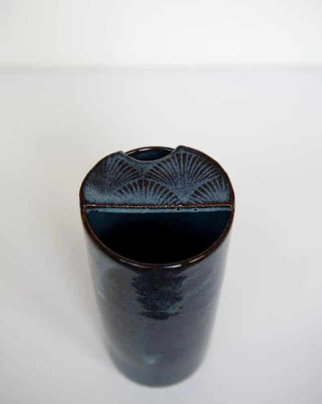 Handmade Ceramic Travel Mug 14 oz Coffee Cup with Textured Lid Reusable Drinkware for Hot and Cold Beverages (Light Blue)