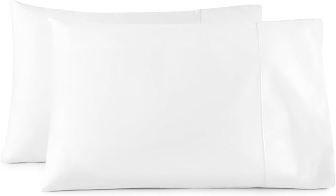 100% Organic Cotton Pillow Cases Queen Size Set of 2-100% Cotton Pillowcases GOTS Certified 500 Thread Count - Naturally Cooling Comfortable Breathable & Soft Pillow Cases (White, Queen)
