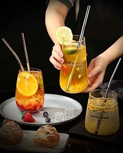 50-Pack Stainless Steel Straws,Super Long 10.5 Inch Drinking Metal Straws for 30oz/20oz Tumblers Yeti Cups Travel Mugs,Reusable Rustproof Dishwasher Safe (All bent 50pcs -10.5" Gold)