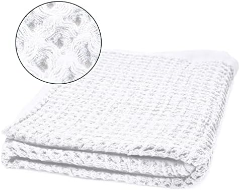 SUTERA - Waffle Hand Towel for Bathroom, Luxury Bath Towels Infused with Silver Ions, Ultra Soft Absorbent Quick Drying Design Shower Towels, Lightweight Californian Pima Cotton Fiber - White