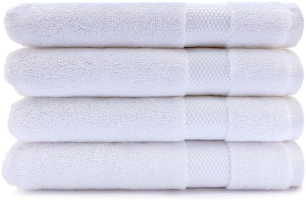 Maisonette Elegance 100% Organic Cotton Turkish Hand Towels - Soft, Absorbent Washcloths for Face - Ideal Quick Dry Large Towel Wash Cloth Set for Bathroom - (20" x 30", 4 Pack) - White