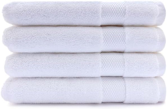 Maisonette Elegance 100% Organic Cotton Turkish Hand Towels - Soft, Absorbent Washcloths for Face - Ideal Quick Dry Large Towel Wash Cloth Set for Bathroom - (20" x 30", 4 Pack) - White