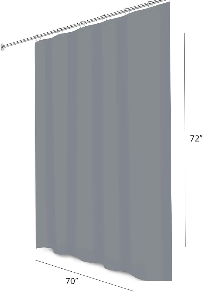 Home Expressions Premium 6 Guage PEVA Shower Curtain Liner - PVC Free Magnetized Bottom Odorless with Rustproof Grommets 70"x72" (Grey)