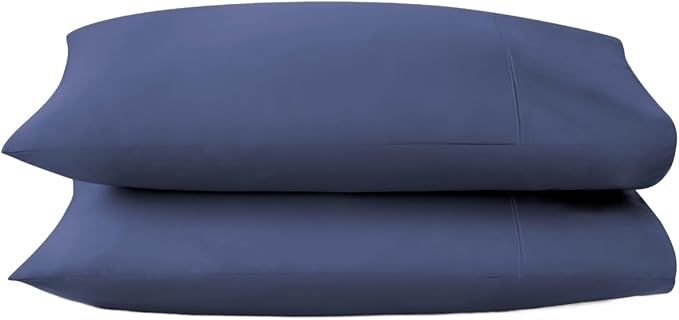 100% Organic Cotton Pillow Cases Queen Size Set of 2-100% Cotton Pillowcases GOTS Certified 300 Thread Count - Naturally Cooling Comfortable Breathable & Soft Pillow Cases (Navy, Queen)