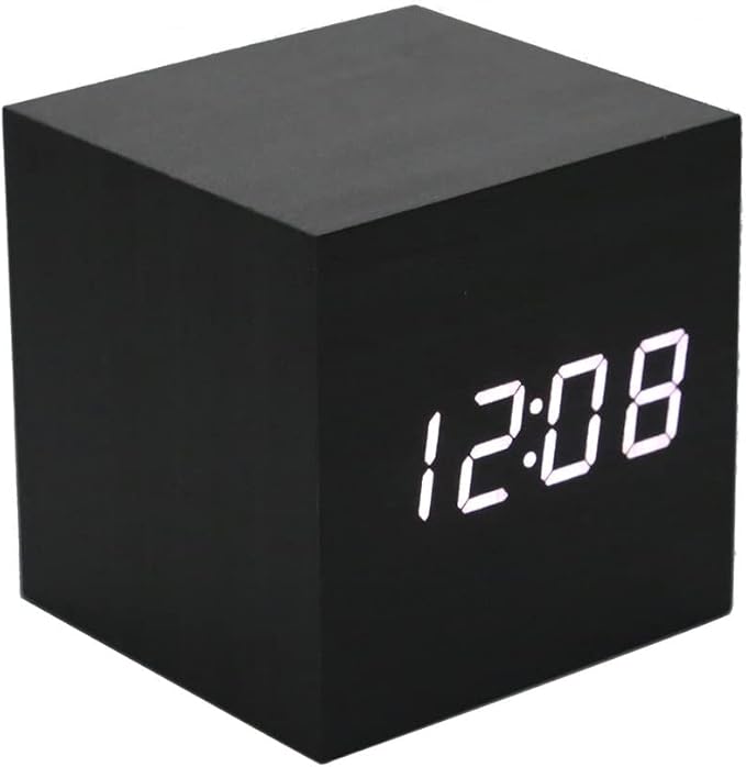 Wooden LED Alarm Clock Temperature Sounds Control LED Display Electronic Desktop Digital Table Clocks