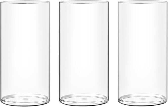 Acrylic Flower Vase Cylinder, 3 Packs, 7.87" Tall Clear Plastic Vase for Centerpieces - Shatterproof Wedding, Event & Home Decor Vase,7.87" Tall Round - 3 Pcs, Clear