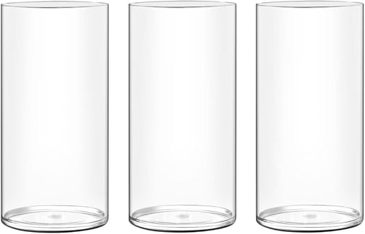 Acrylic Flower Vase Cylinder, 3 Packs, 7.87" Tall Clear Plastic Vase for Centerpieces - Shatterproof Wedding, Event & Home Decor Vase,7.87" Tall Round - 3 Pcs, Clear