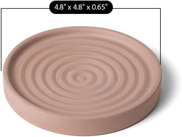 Selegna Diatomite Round Soap Dish & Soap Holder, Quick-Dry Drying Stone Bar Soap Tray with Ripple Pattern, Water-Absorbing Diatomaceous Earth Vanity Tray for Bathroom & Kitchen Countertop